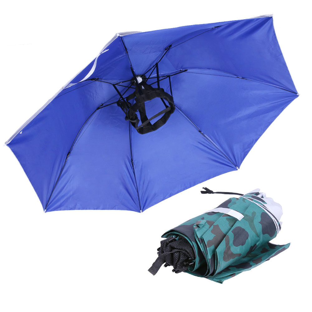 Golf Umbrella - Foldable Head Umbrella Hat Rainproof Cap