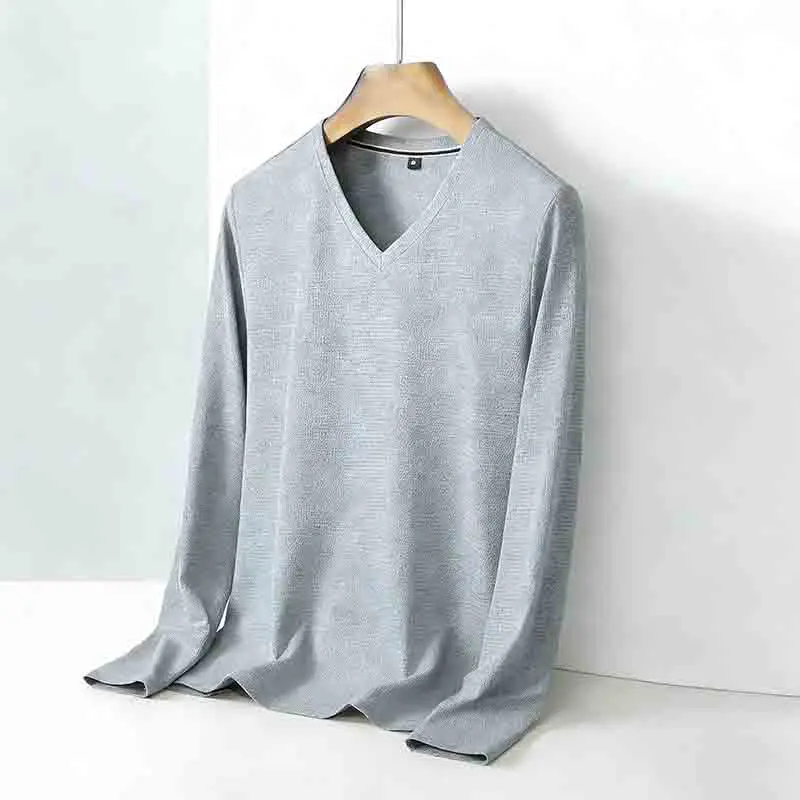 Golf Tees - All-season Men's Light Gray V-neck Long