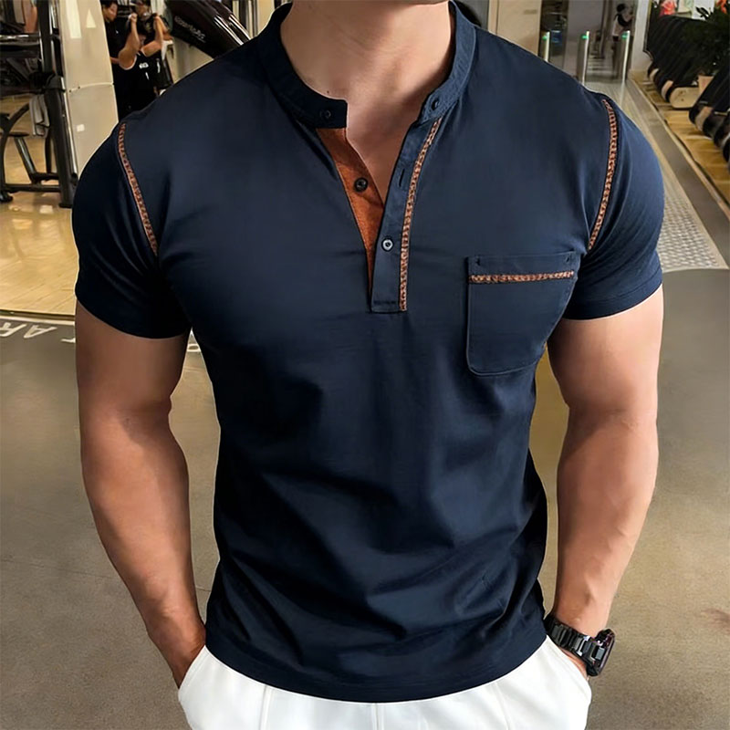 Golf Tees - New Summer Men's Henry Collar Short