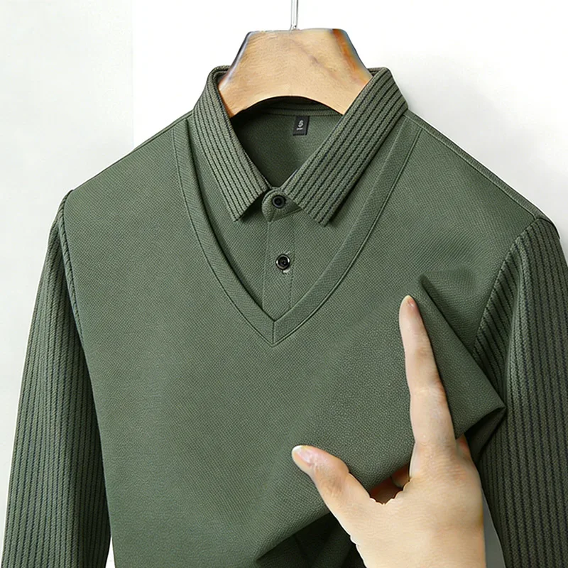 Men's Fake Two Piece Shirt Col - Golf Tees ulasan dan harga