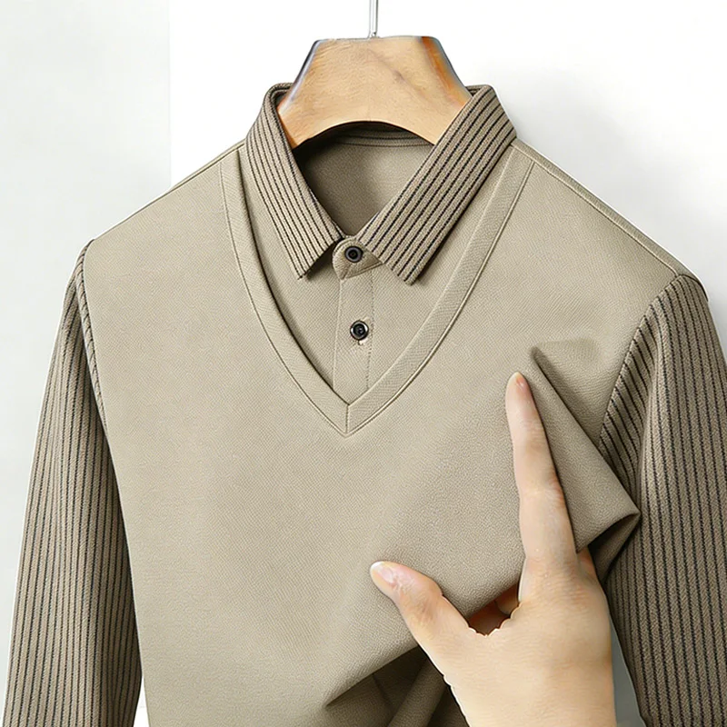 Men's Fake Two Piece Shirt Col - Golf Tees ulasan dan harga