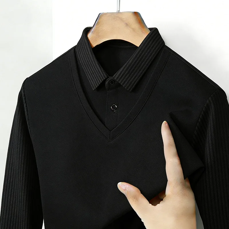 Men's Fake Two Piece Shirt Col - Golf Tees ulasan dan harga