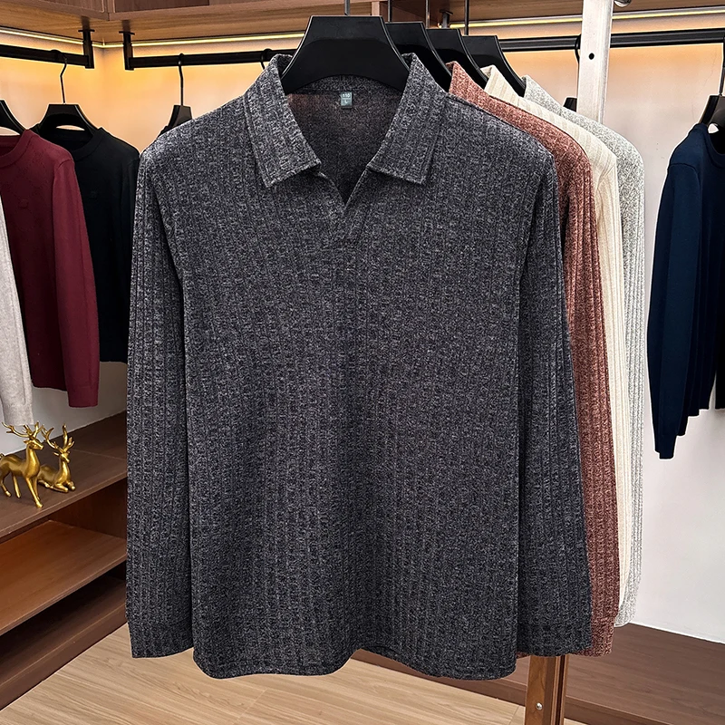 Men Polo Collar V‑Neck Knit Sw - Golf Tees ulasan dan harga