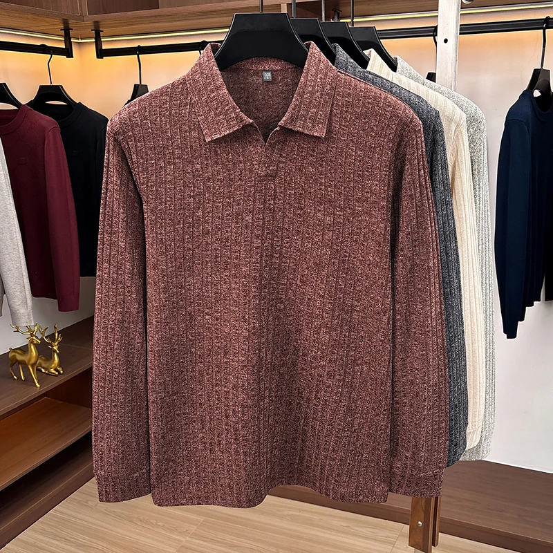 Men Polo Collar V‑Neck Knit Sw - Golf Tees ulasan dan harga