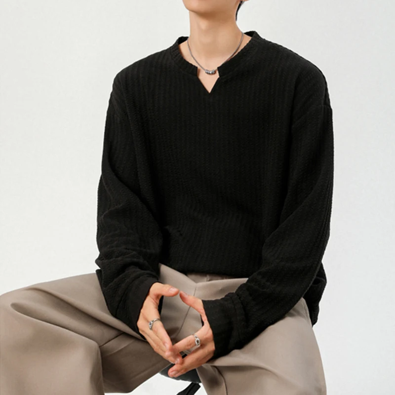 Autumn Male V Notch Neck Long  - Golf Tees ulasan dan harga